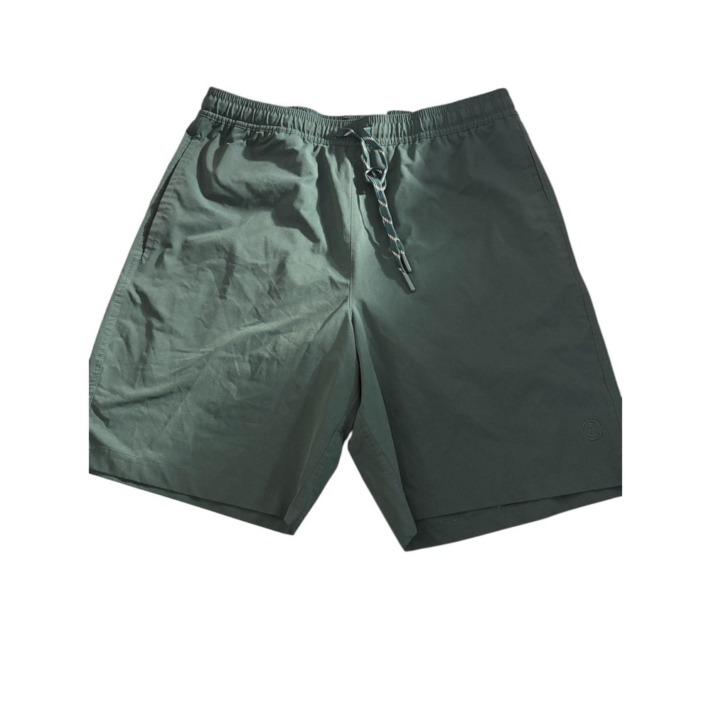 Lands' End Men's Swim Trunks Green M Elastic Waist Drawstring Pockets RN168874